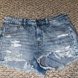 American Eagle Blue Distressed Jean Shorts